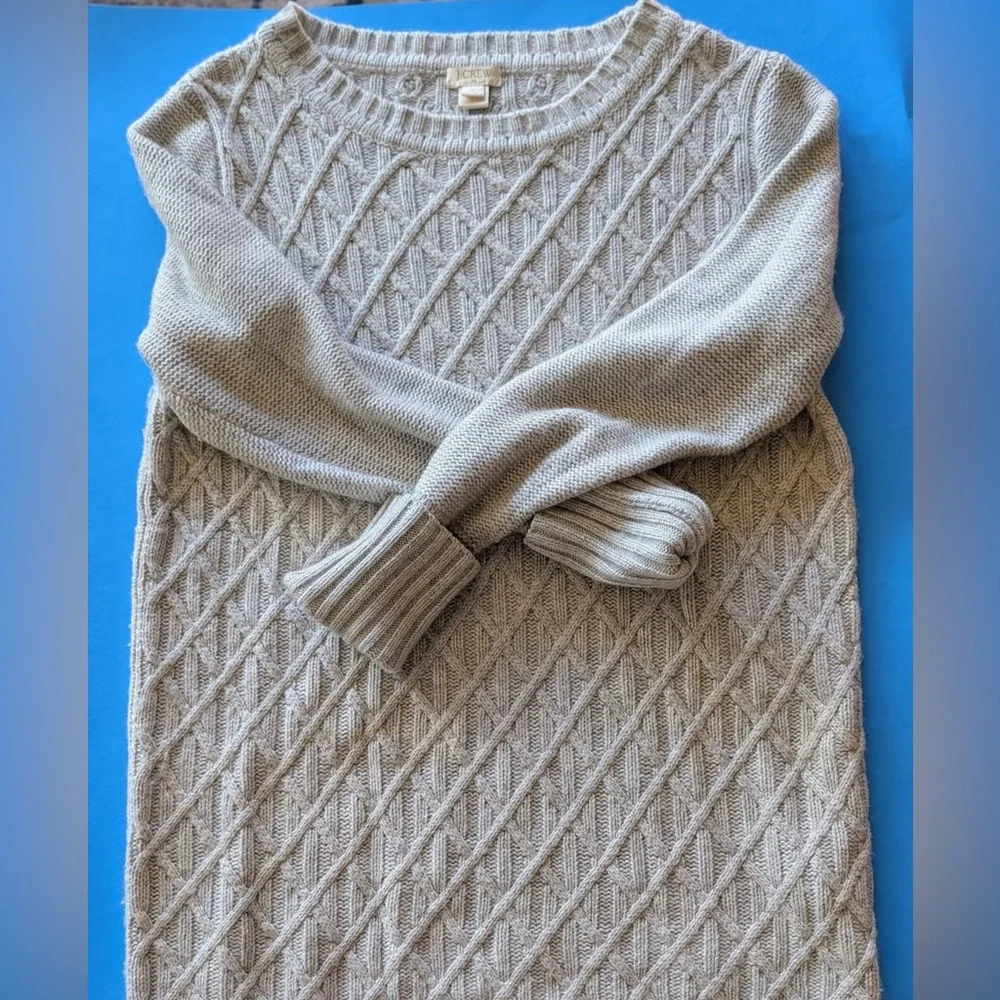 J. Crew Cable Knit Sweater Crewneck Merino Wool Blend Womens Size Small